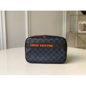 Louis Vuitton lv包包官网男士手拿包Damier Cobalt 帆布大号盥洗包N60245