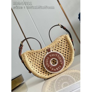 lv价格查询M24811 CROISSANT 中号拉菲草编织豌豆包