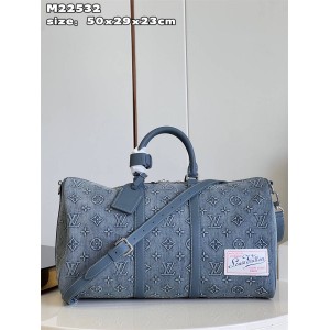 LV男包M22532牛仔布KEEPALL BANDOULIÈRE 50 旅行袋