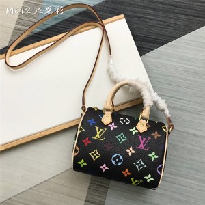 Louis Vuitton lv官网价格女包黑白三彩Nano Speedy迷你枕头包M61252