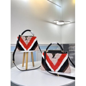 Louis Vuitton lv美国官网女包新款Capucines BB五彩羊毛款手袋M54237