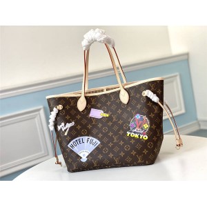 lv图片官网新款丝印NEVERFULL MY LV WORLD TOUR 中号手袋购物袋M40995