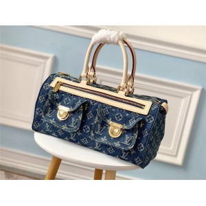 Louis Vuitton lv美国官网女包中古复刻牛仔布手提包M95019