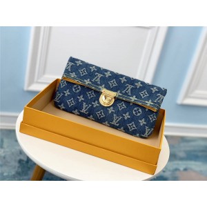 Louis Vuitton lv包包图片女士手拿包中古绝版限量款牛仔布手袋M44472