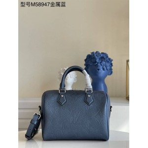 LV Speedy Bandoulière 25 手袋枕头包M58947金属蓝