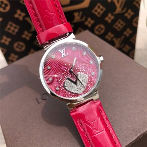 Louis Vuitton lv香港官方网站女士手表新款镶钻鳄鱼纹真皮表带石英腕表