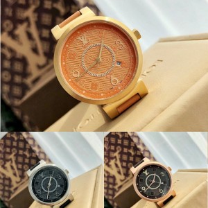 路易威登官网LV高仿货源石英女表Tambour Slim Monogram Macassar 腕表